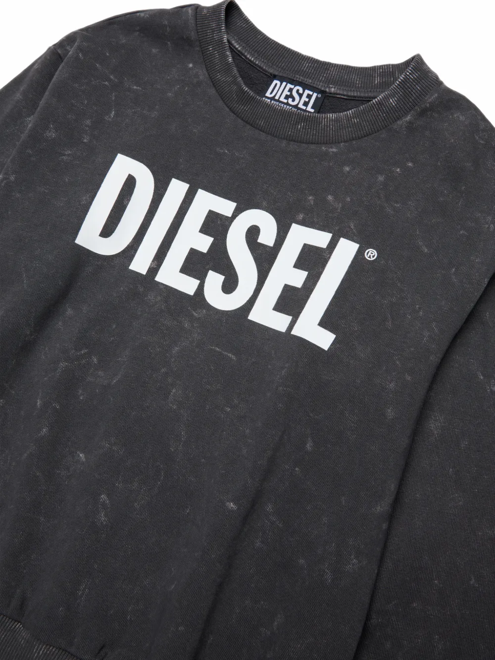 Diesel Kids Trui met acid-wassing en logoprint Grijs