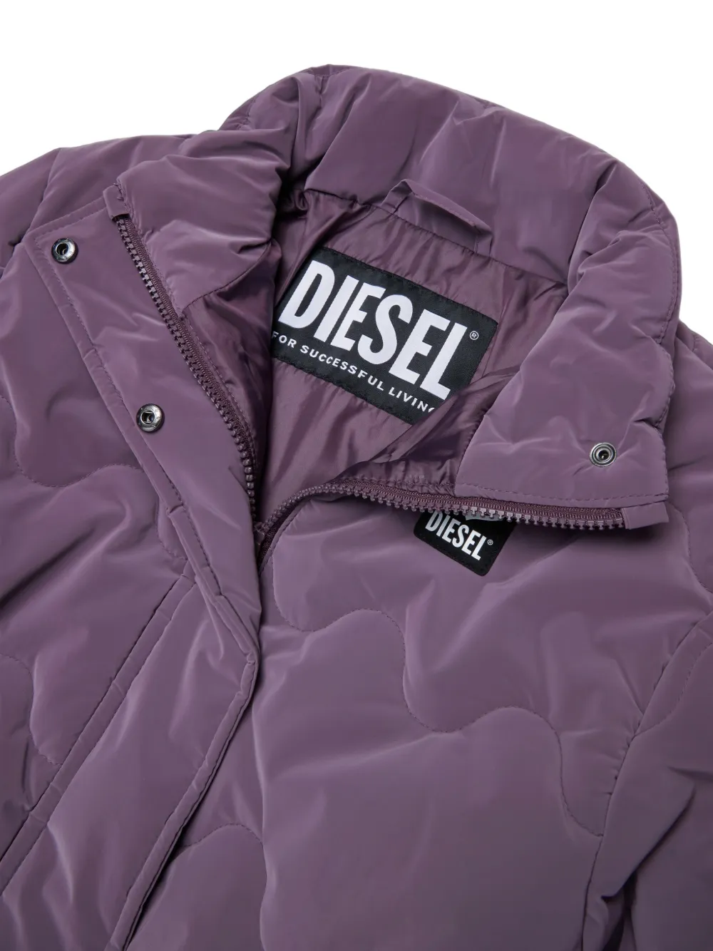 Diesel Kids Gewatteerd jack met golvend patroon Paars