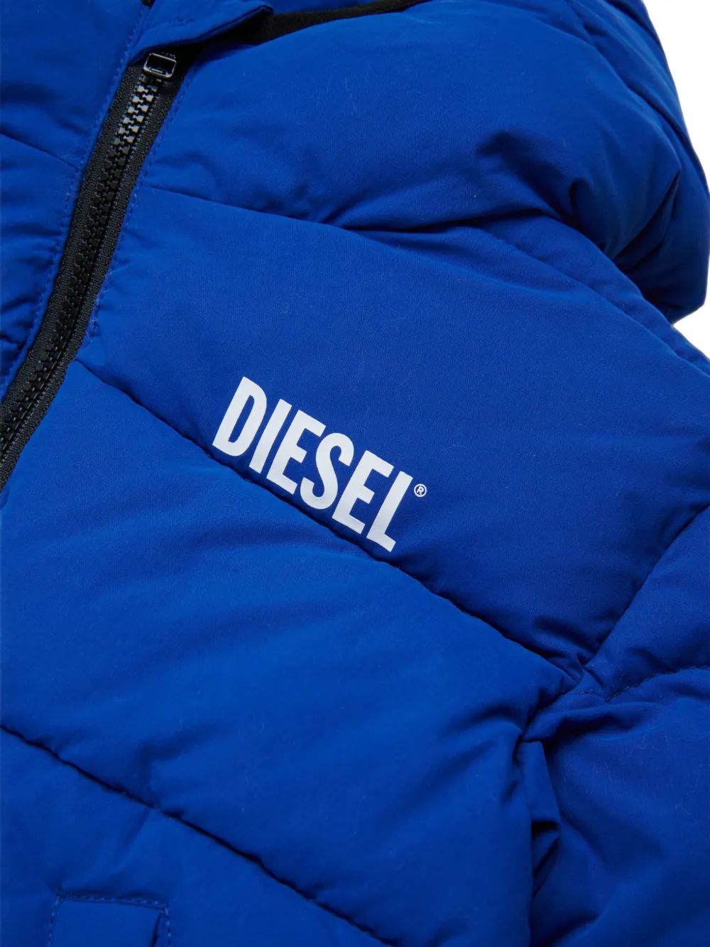 Diesel Kids Gewatteerd jack met logoprint Blauw