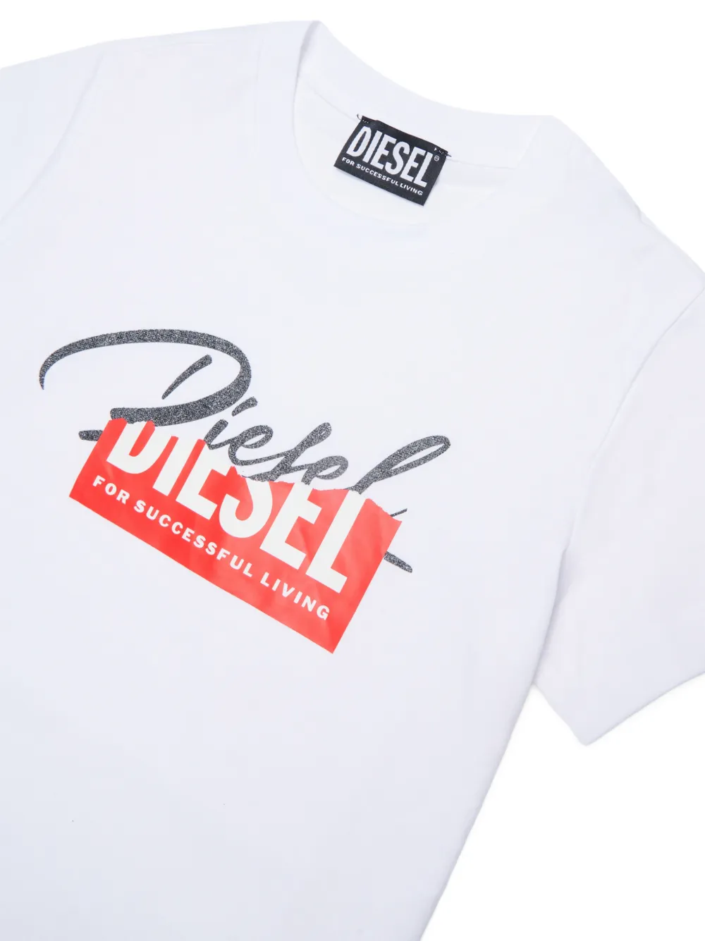 Diesel Kids Katoenen T-shirt met logoprint Wit