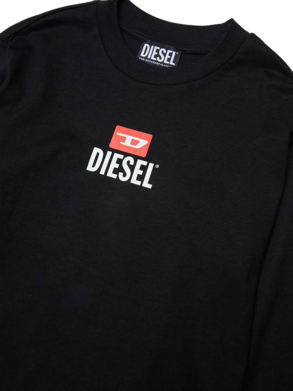 Diesel Kids logo-print long-sleeve T-shirt Zwart