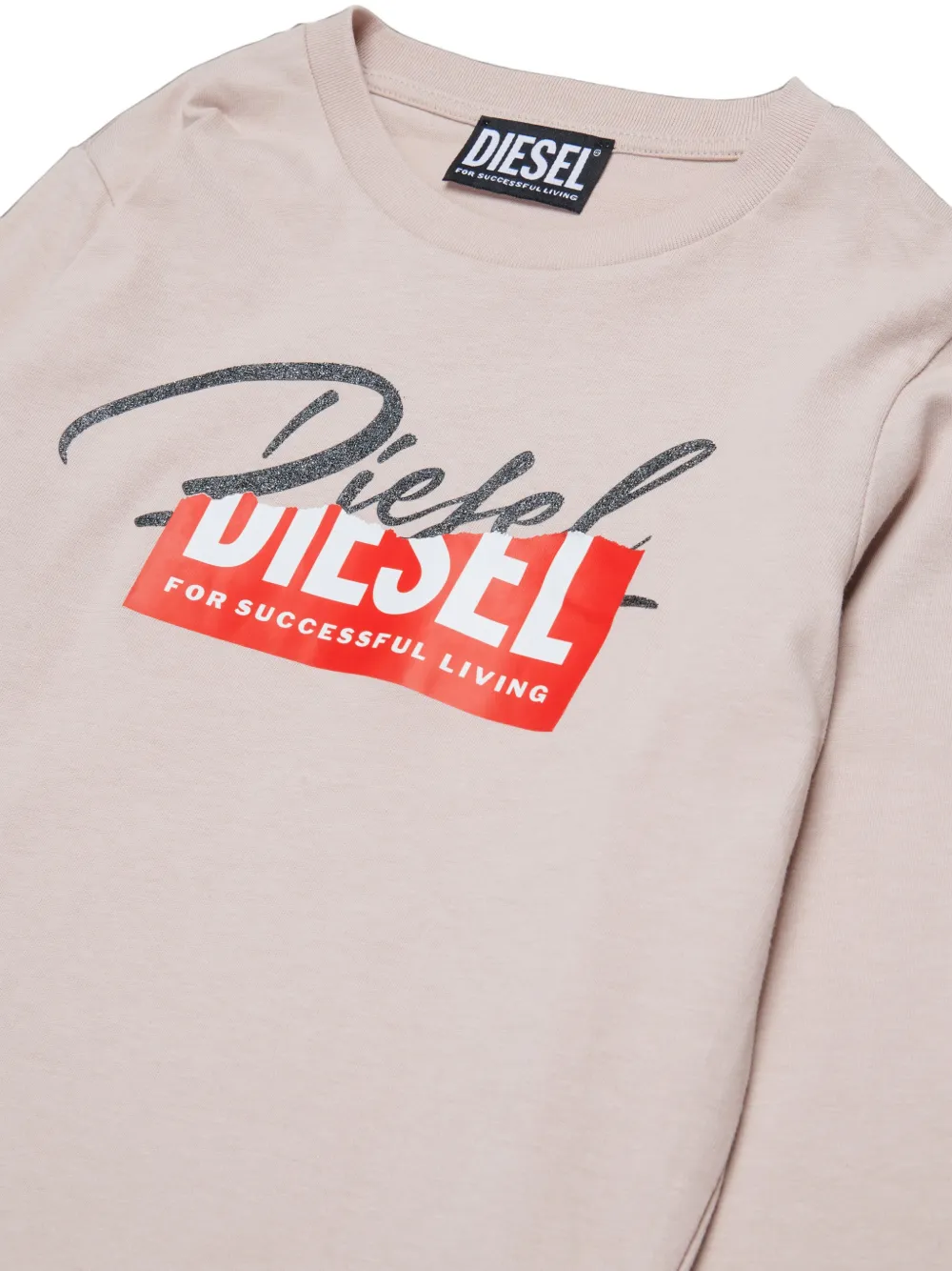 Diesel Kids T-shirt met logo Beige