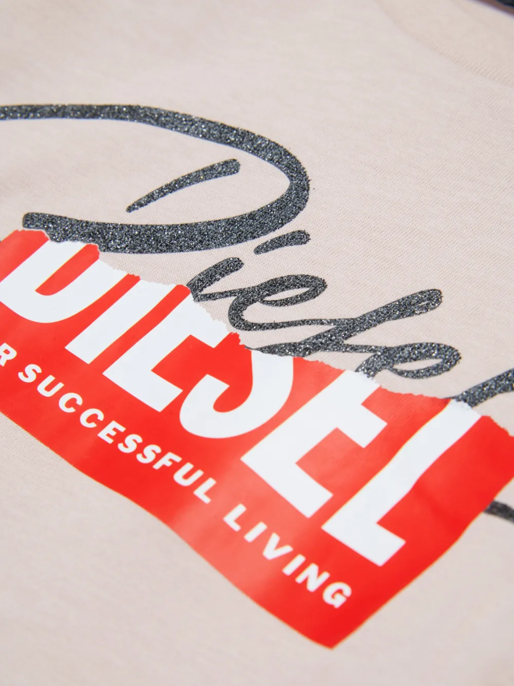 Diesel Kids T-shirt met logo Beige
