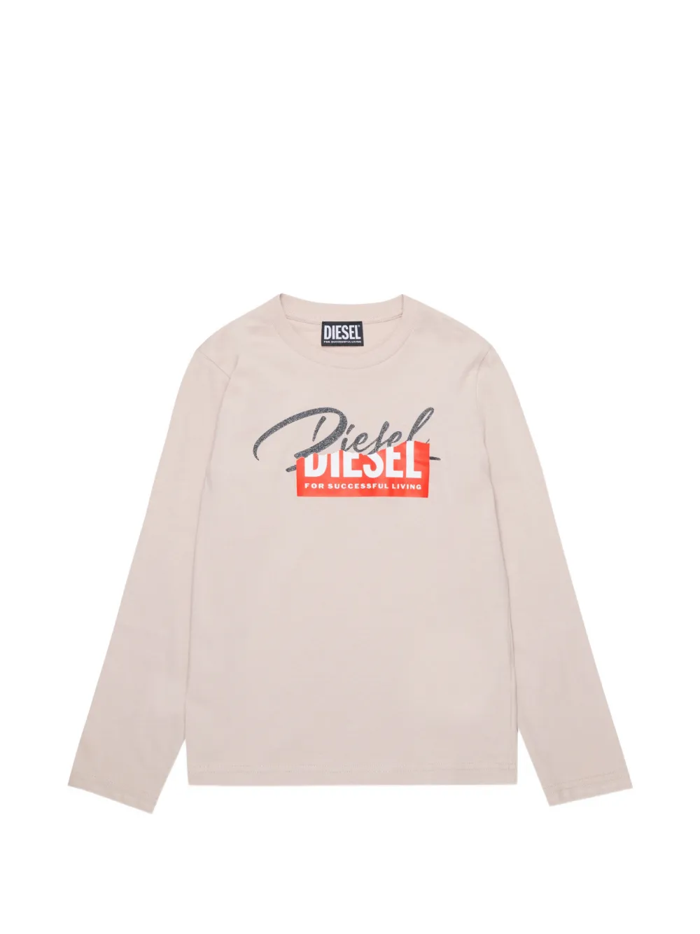 Diesel Kids glitter-logo long-sleeve T-shirt - Toni neutri
