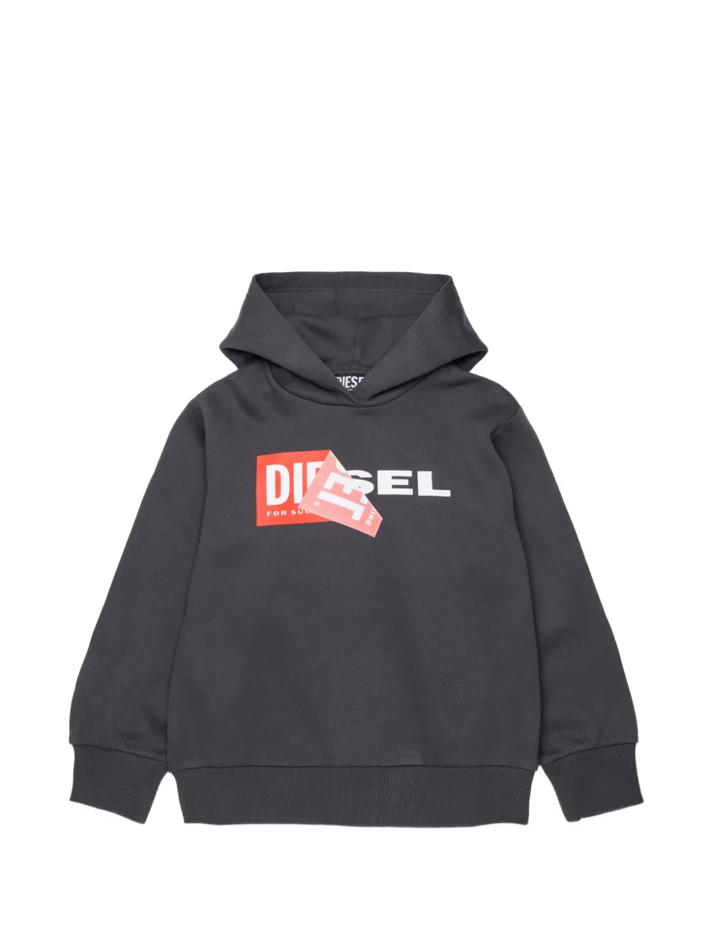 Diesel Kids Felpa con cappuccio e logo - Grigio