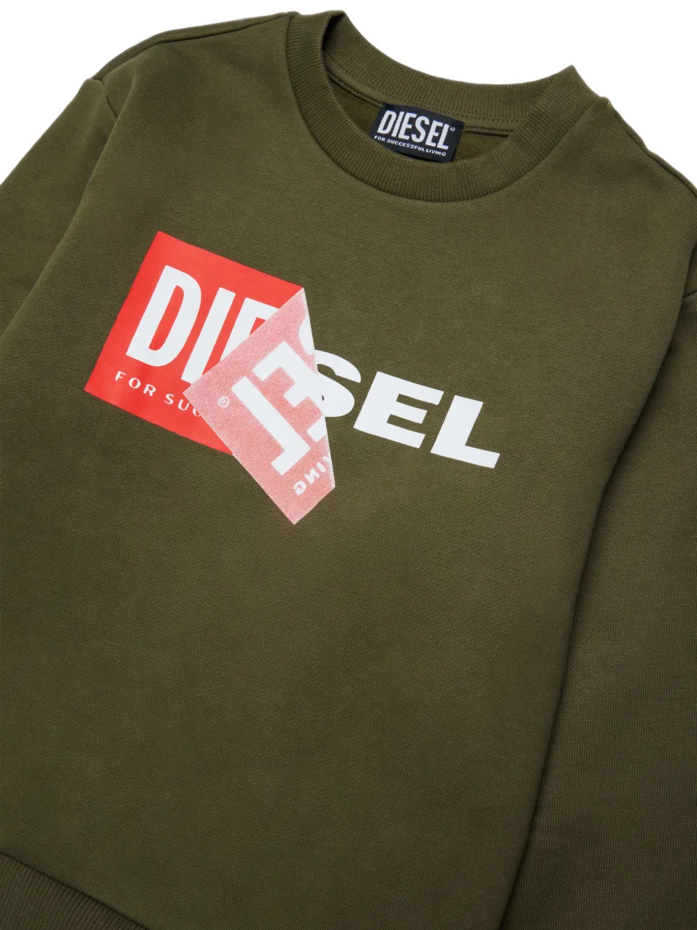Diesel Kids Katoenen sweater met logoprint Groen