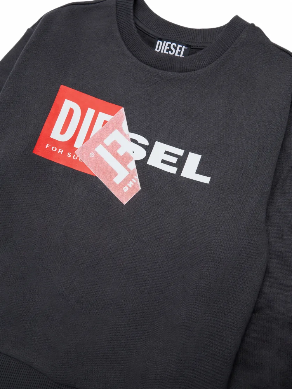Diesel Kids Katoenen sweater met logoprint Grijs