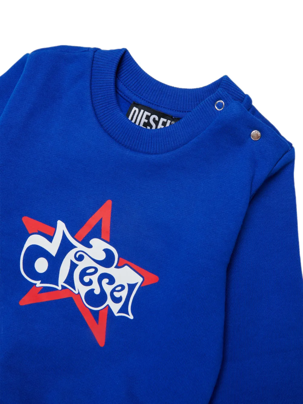 Diesel Kids logoprint trui met schouderknoop Blauw
