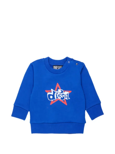 Diesel Kids suéter con logo estampado y botones en el hombro