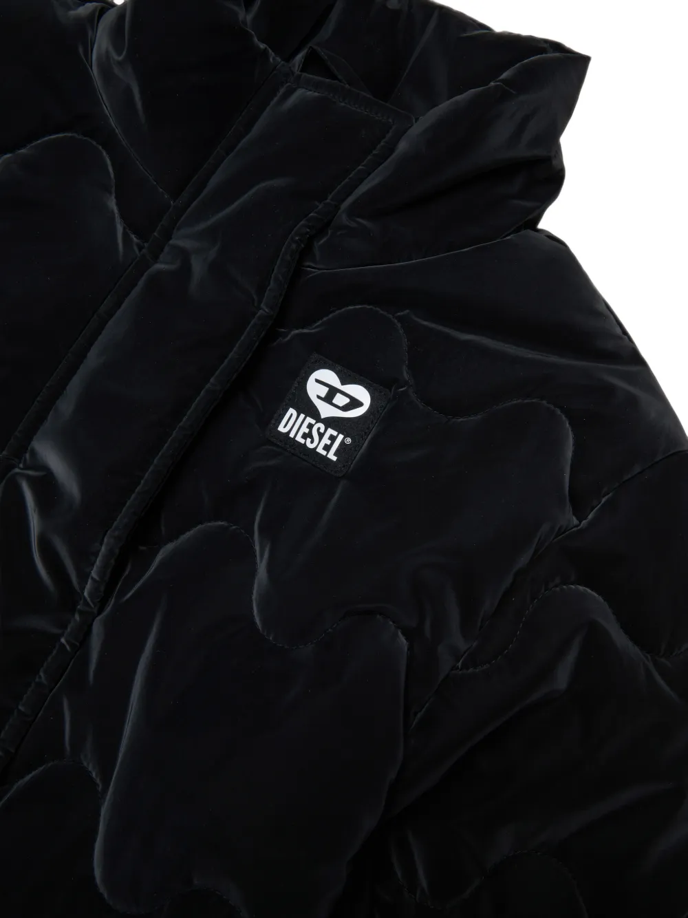 Diesel Kids Jestelon gewatteerd jack met golvend effect Zwart