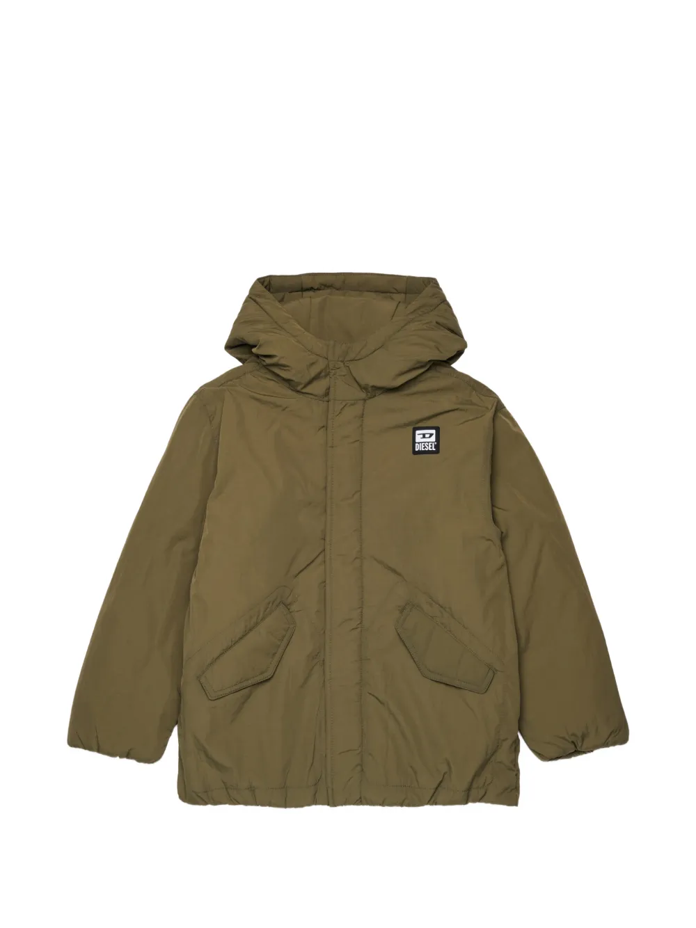 Diesel Kids Piumino con cappuccio e applicazione logo - Verde