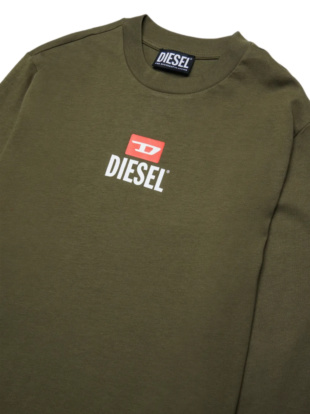 Diesel Kids T-shirt met lange mouwen en logo-print Groen