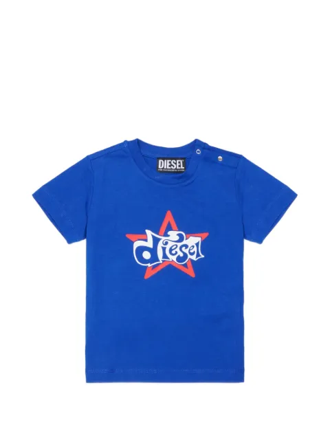 Diesel Kids logo-print press-stud T-shirt