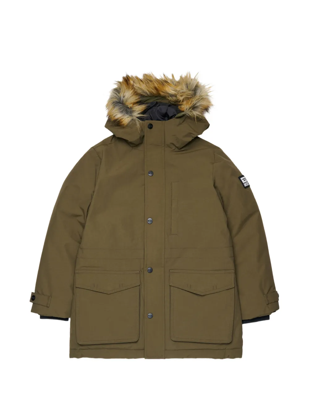 Diesel Kids Cappotto imbottito con finiture in pelliccia sintetica - Verde