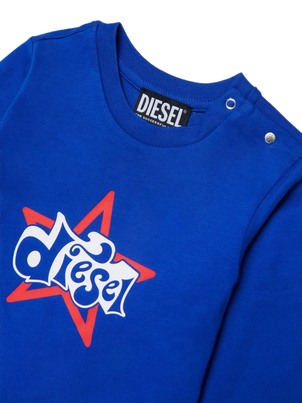 Diesel Kids T-shirt met lange mouwen en logo-print Blauw