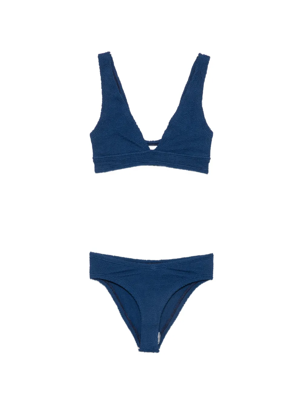 Hunza G crinkle-effect V-neck bikini - Blu