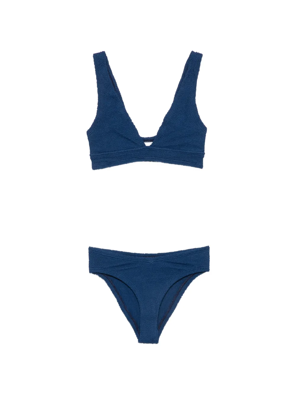 Hunza G crinkle-effect V-neck bikini - Blu