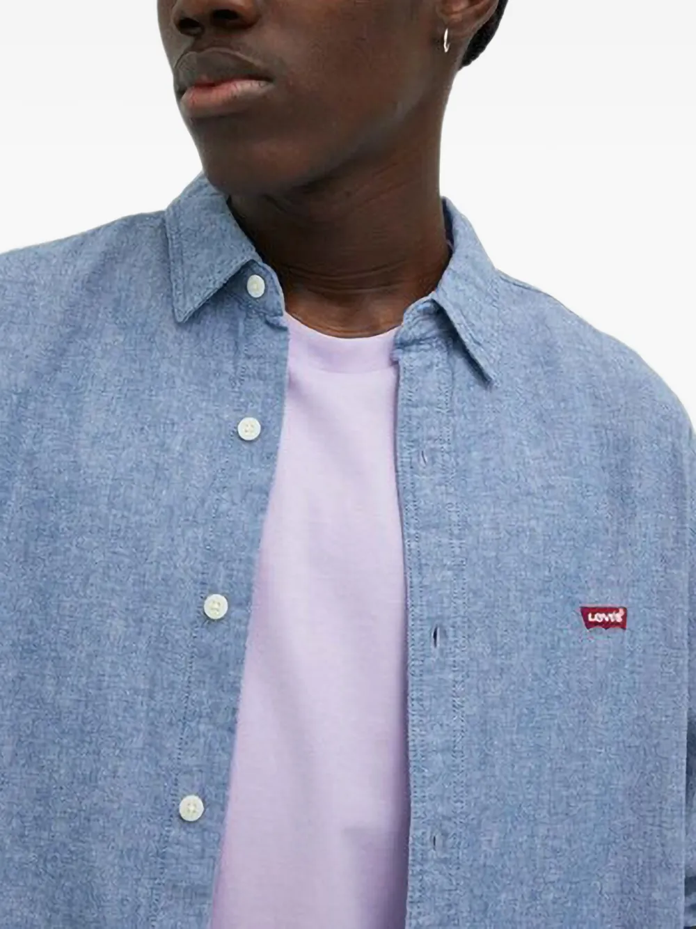 Levi's logo-patch long-sleeve shirt Blauw