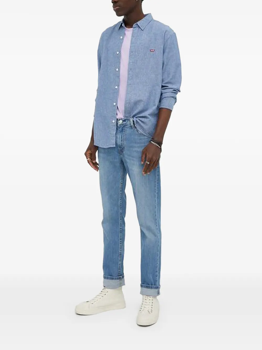 Levi's logo-patch long-sleeve shirt Blauw