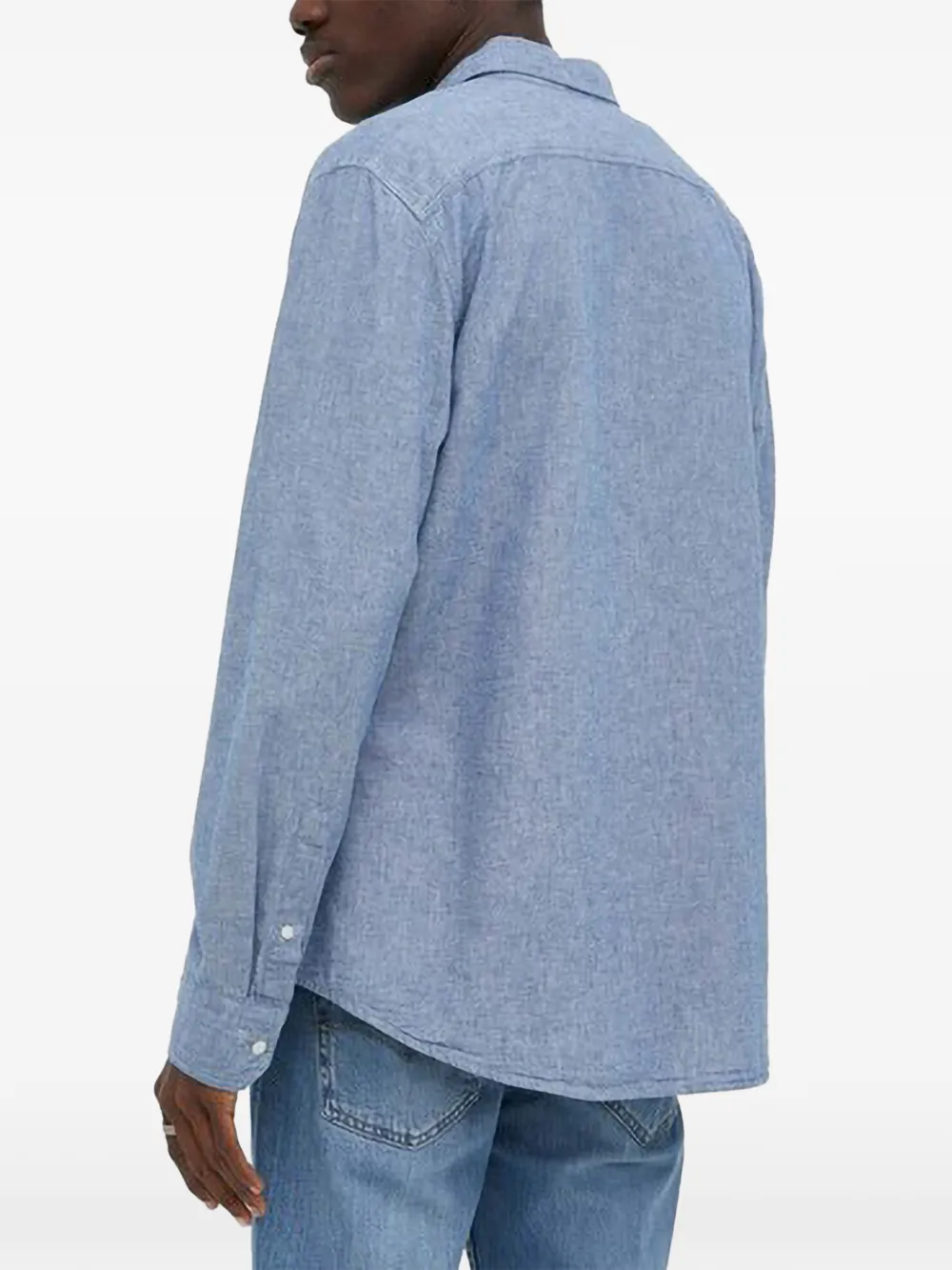 Levi's logo-patch long-sleeve shirt Blauw