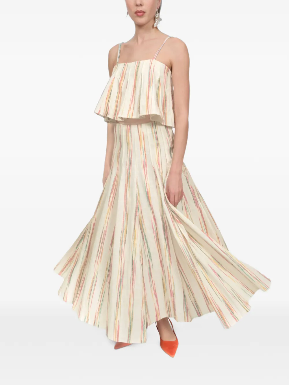 Rosie Assoulin Million Pleats striped maxi skirt - Nude