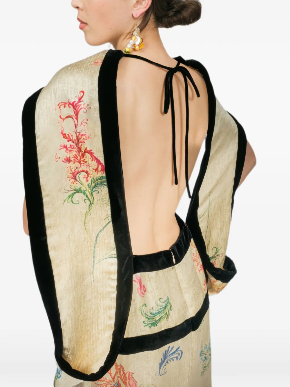 Rosie Assoulin A La Mode midi-jurk met bloemen-jacquard Beige