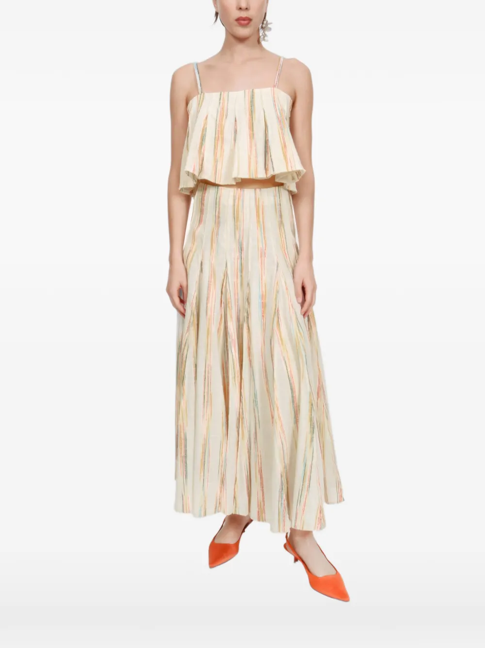 Rosie Assoulin Top Million Pleats a righe - Toni neutri
