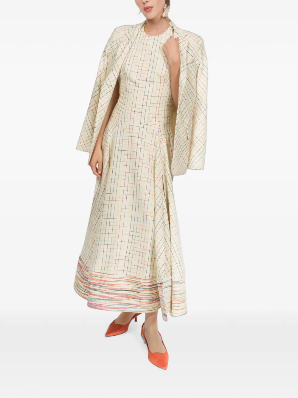 Rosie Assoulin Geruite halterjurk Beige