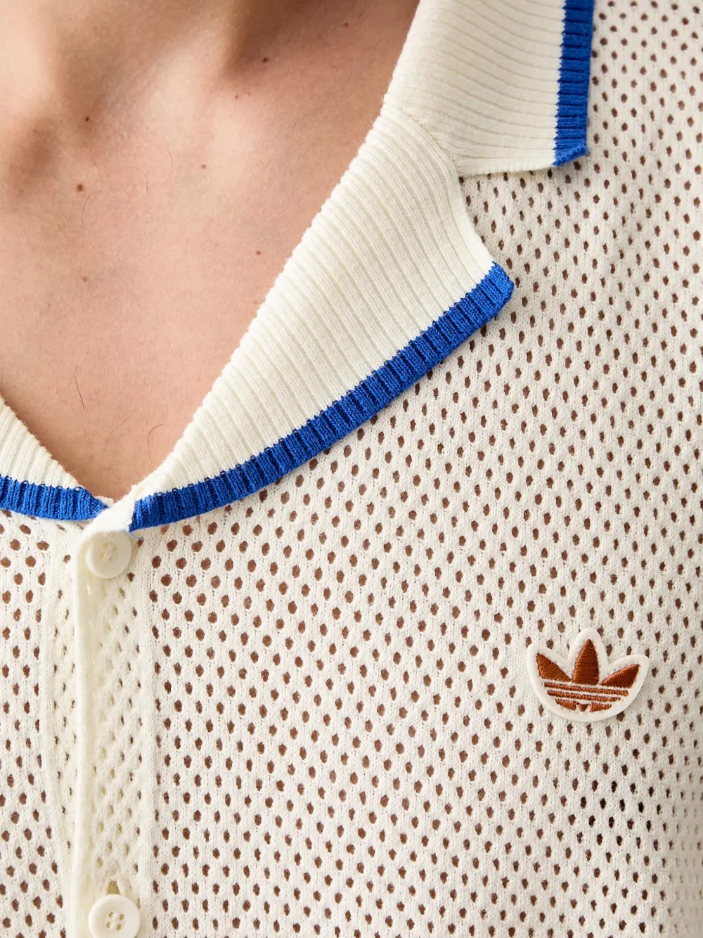 adidas Resort mesh gebreid overhemd Wit