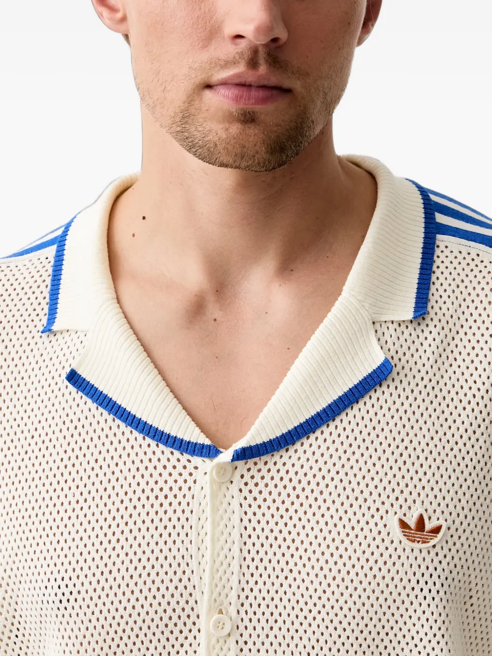 adidas Resort mesh gebreid overhemd Wit