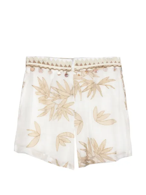 PHO FIRENZE botanical-print ramie shorts