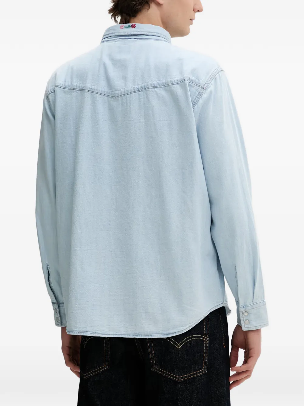 Levi's Overhemd met geborduurde bloemen Blauw