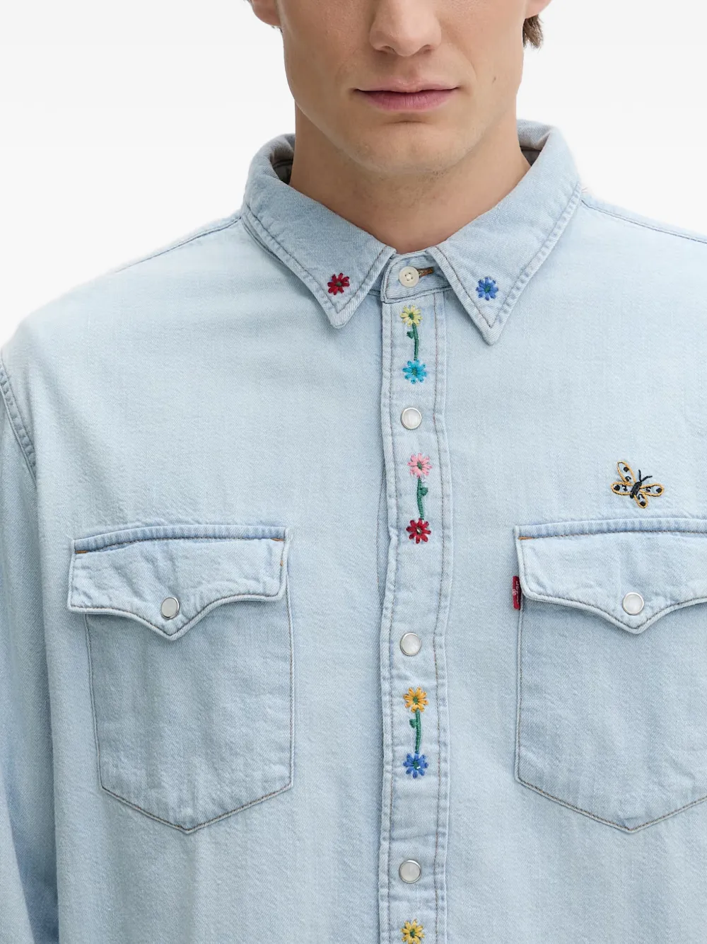 Levi's Overhemd met geborduurde bloemen Blauw