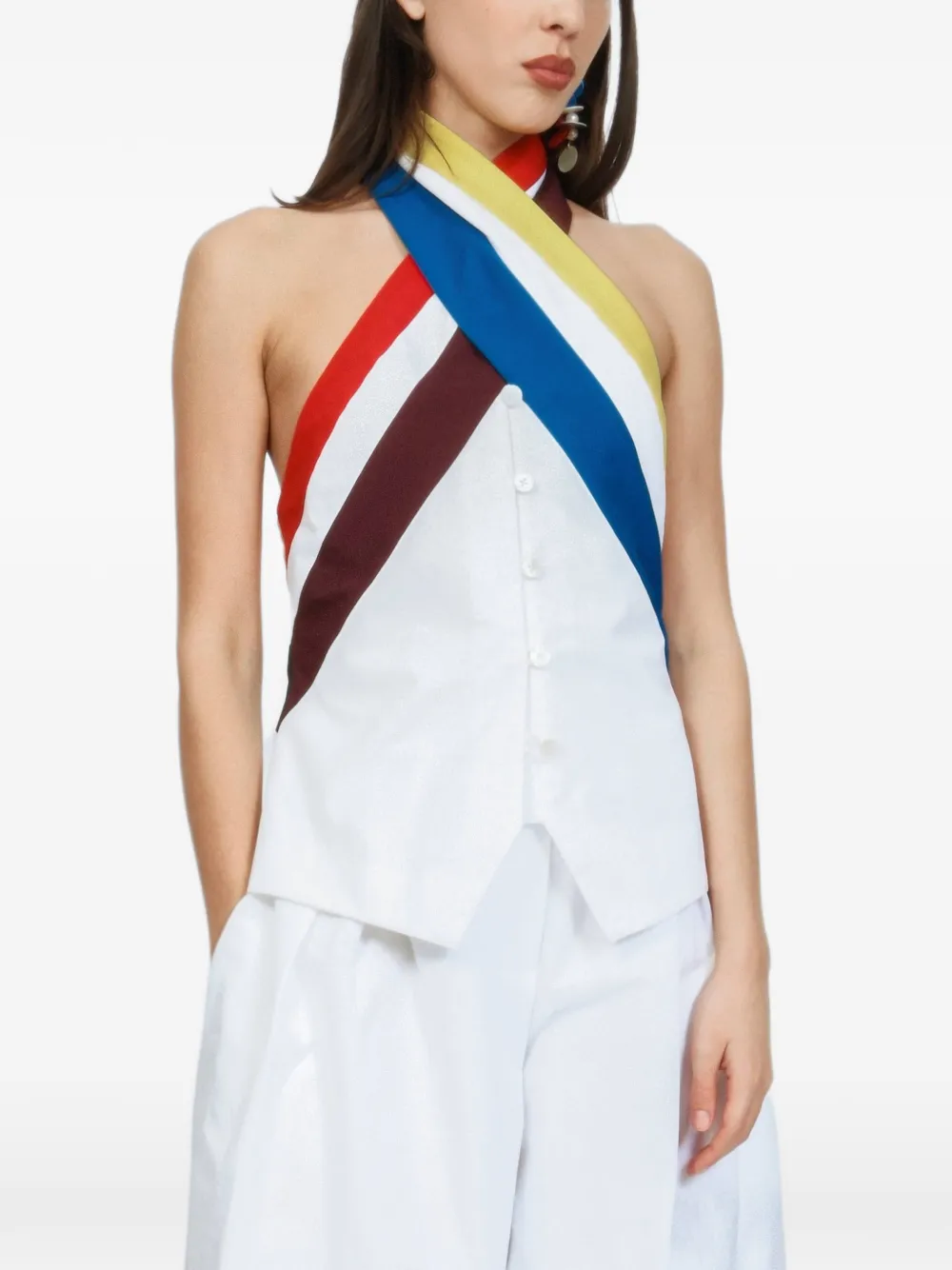 Rosie Assoulin Top con scollo all'americana - Bianco