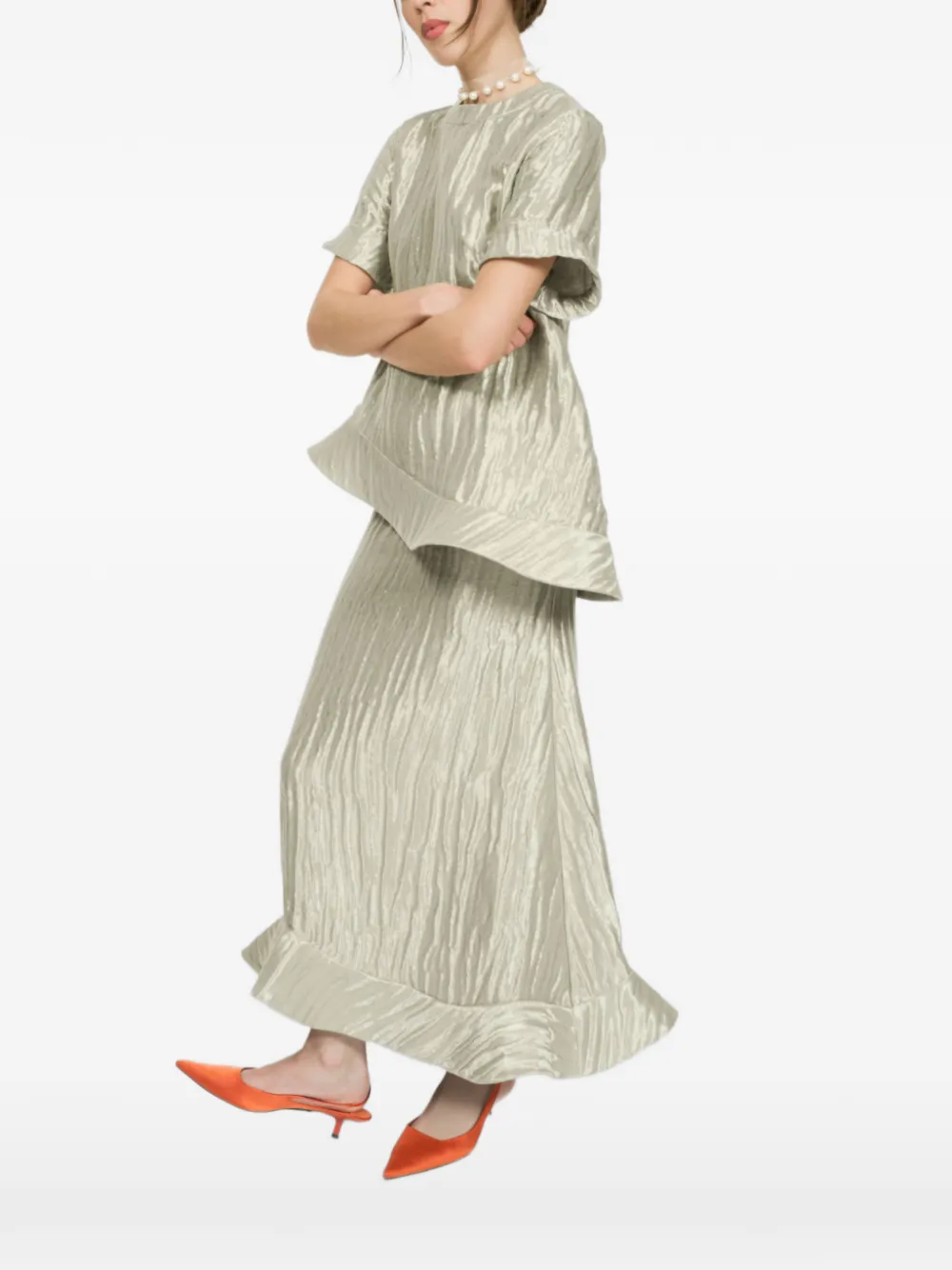 Rosie Assoulin Ride The Wave Blouse In Green