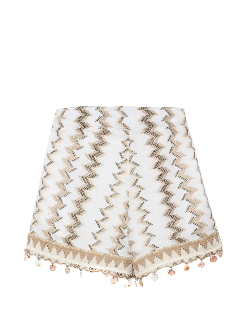 Pho® Firenze Geometric-pattern Pendant-detail Shorts In White