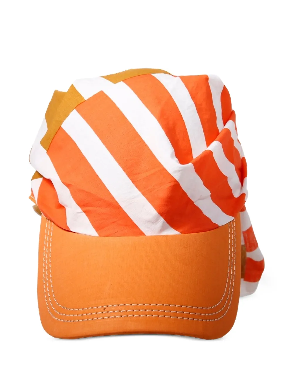 mapoésie Blush Jena stripe-pattern scarf-detail cap - Arancione
