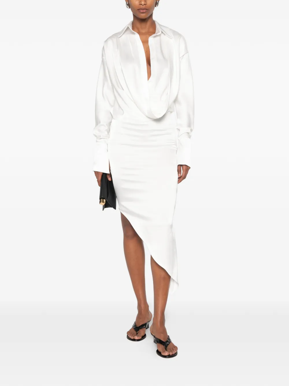 Vestiaire d'un Oiseau Libre Asymmetrisch gedrapeerde midi-jurk Wit
