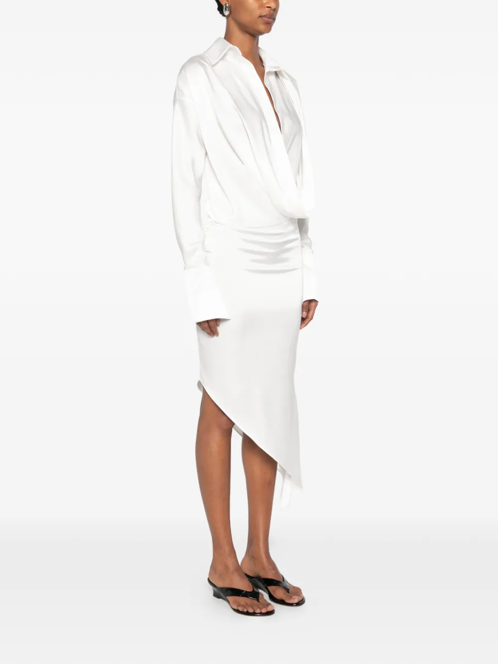 Vestiaire d'un Oiseau Libre Asymmetrisch gedrapeerde midi-jurk Wit