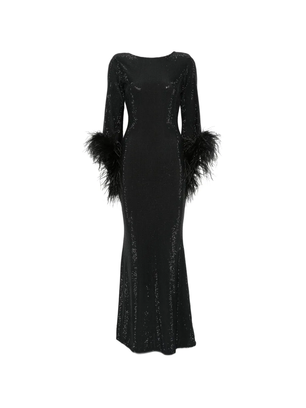 MIRON crystal-embellished feather-trim dress