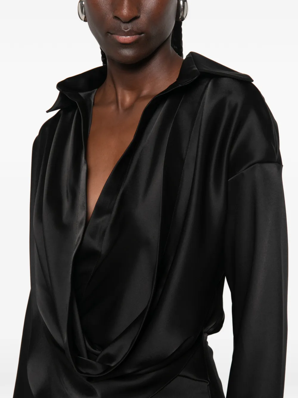 Vestiaire d'un Oiseau Libre Asymmetrische gedrapeerde midi-jurk Zwart