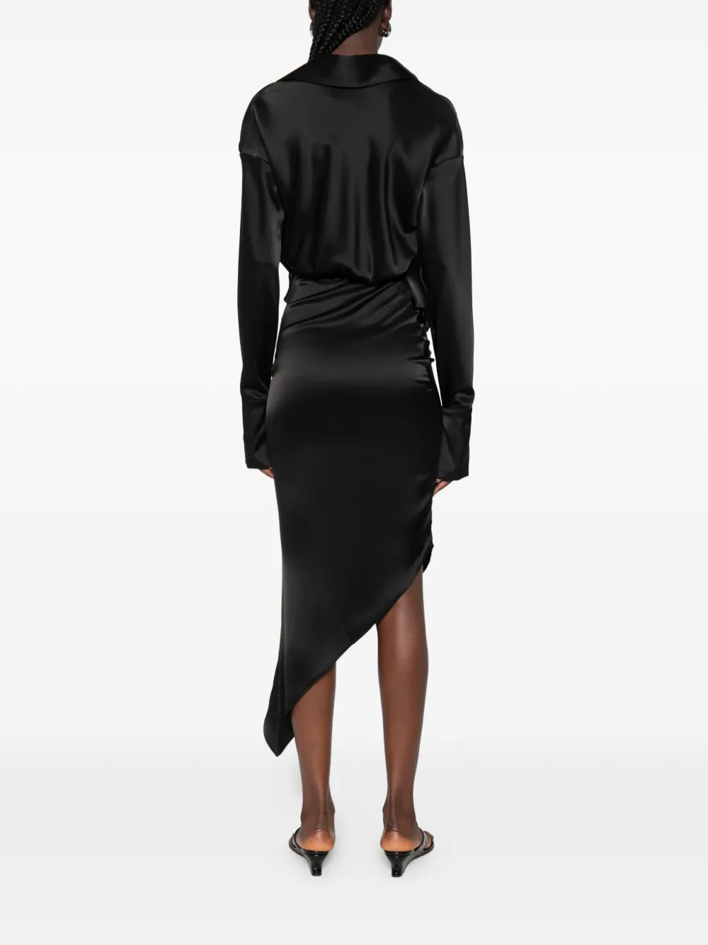 Vestiaire d'un Oiseau Libre Asymmetrische gedrapeerde midi-jurk Zwart