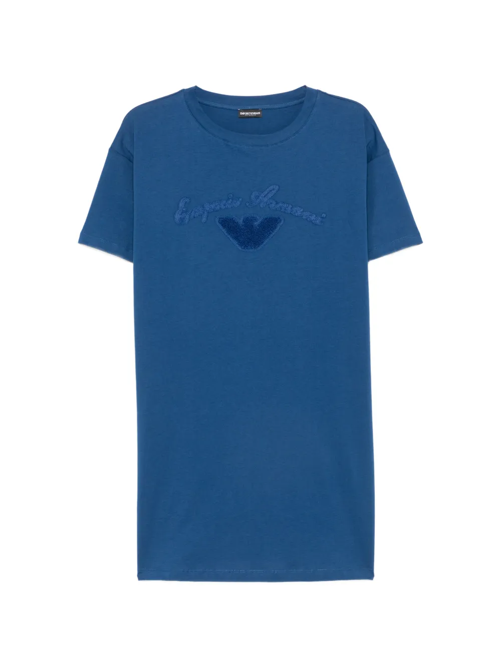 Emporio Armani logo-embroidered T-shirt beach dress - Blu