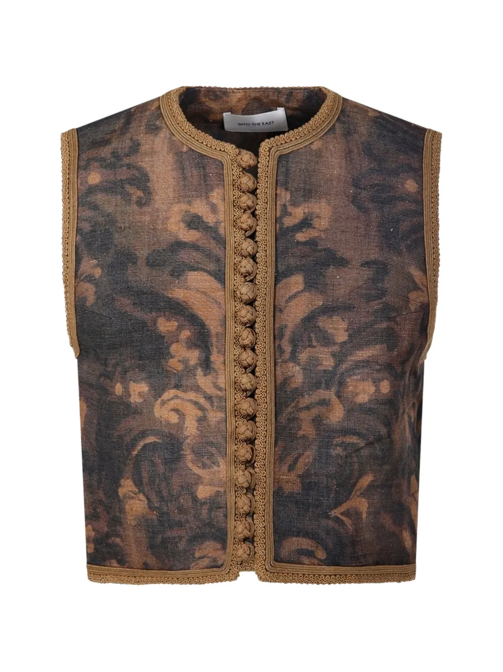 INTO THE EAST Acanthus braided-trim vest - Marrone