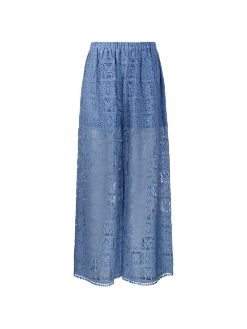INTO THE EAST pantalones palazzo con encaje de guipur