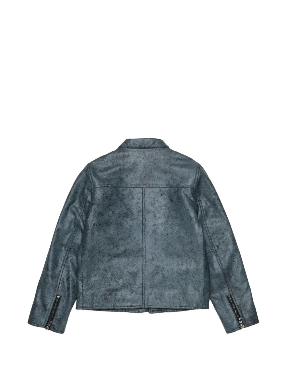 Diesel Kids Leren bomberjack met logo-print Blauw