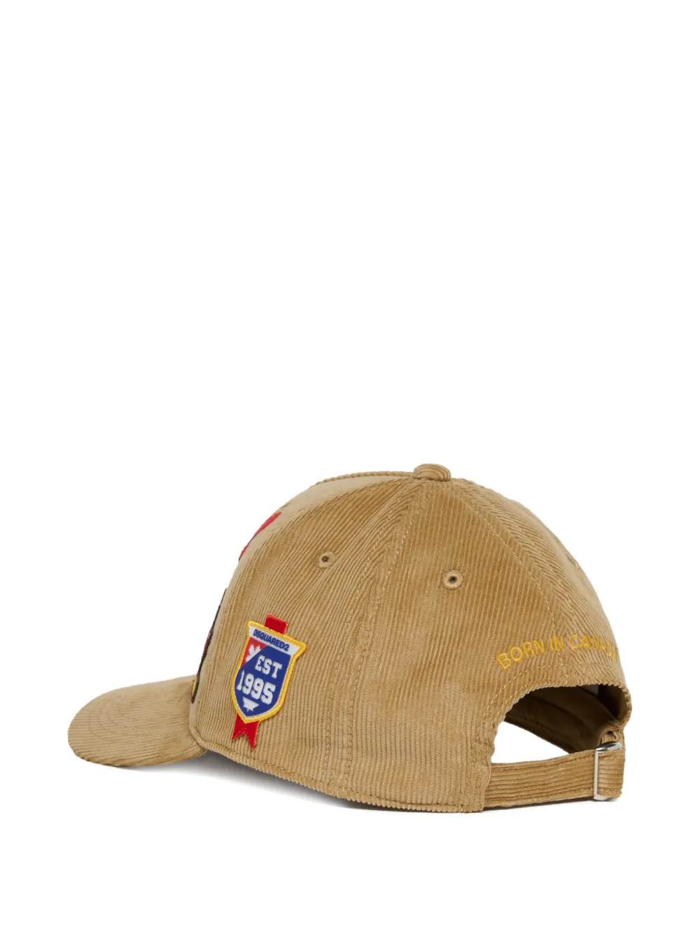 DSQUARED2 KIDS Ribfluwelen honkbalpet verfraaid met patch Beige