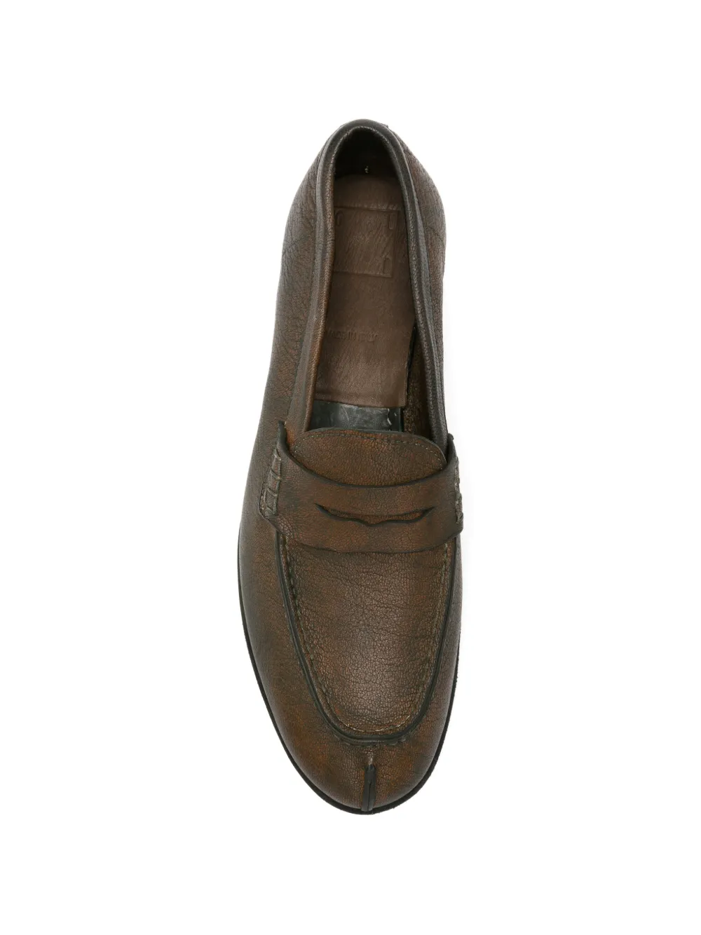 Guidi distressed-effect penny loafers Bruin