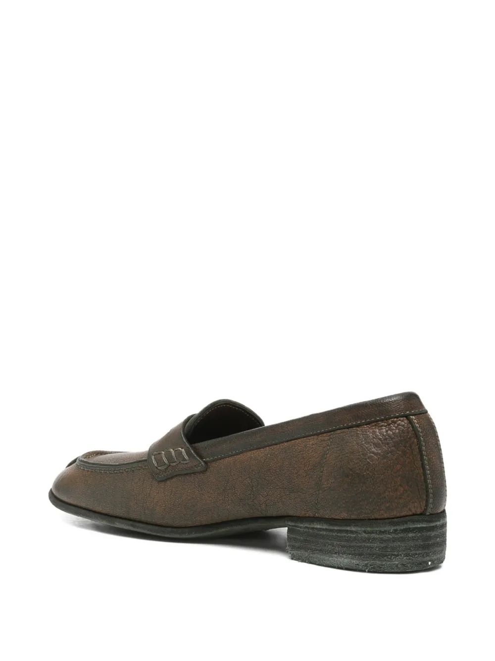 Guidi distressed-effect penny loafers Bruin