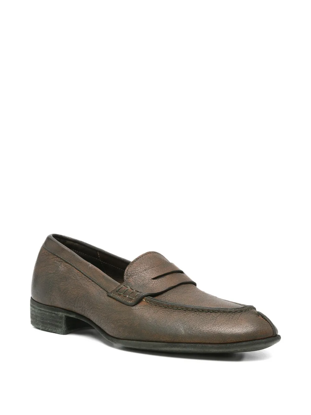 Guidi distressed-effect penny loafers Bruin